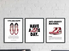 Listing image for Nike air jordan red Chicago sports prints trainer sneaker décor wall art