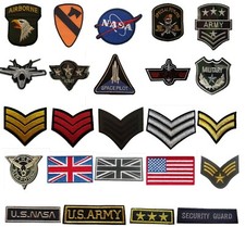 Listing image for Military style Embroidered Iron On Sew On Patches Badges Transfers Fancy Dress